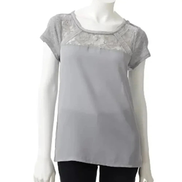 LC Lauren Conrad Lace Mixed Media Top / XL - Picture 1 of 4